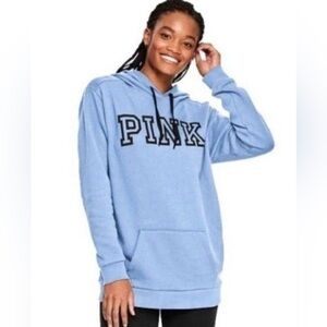 VS PINK CAMPUS HOODIE PULLOVER SZ XS RUNS OVERSIZED